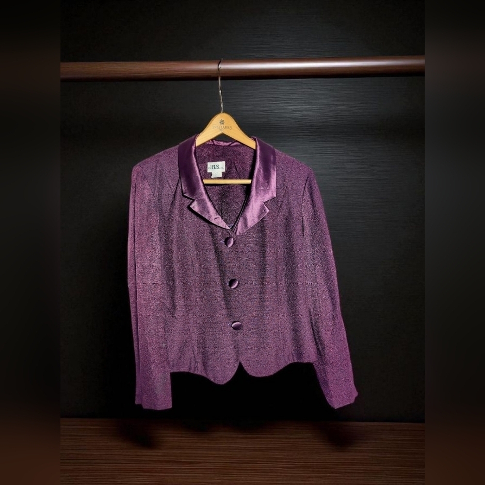Vintage Sz 12 Purple Women's Jacket by J.B.S. Satin Collar